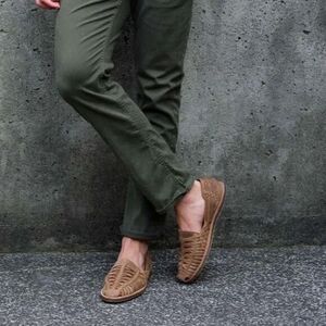 Nisolo Men's Woven Leather Slip-On Sandals in Tan